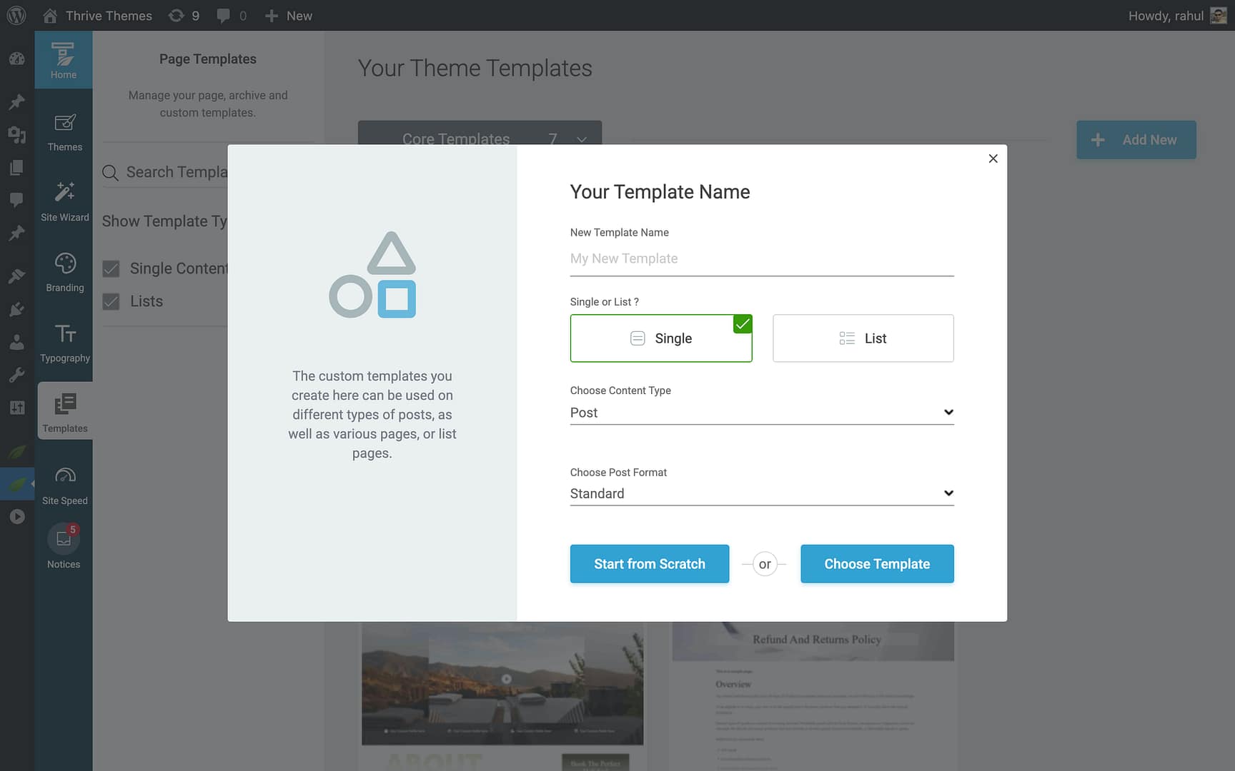 Step 2: Add a New Template -  in Thrive Theme Builder