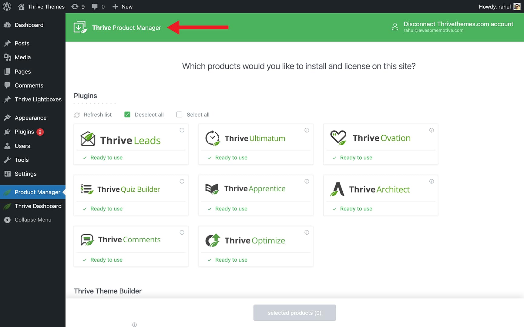 Step 5: Reactivate the License on the Live Site - Thrive Product Manager in Thrive Theme Builder