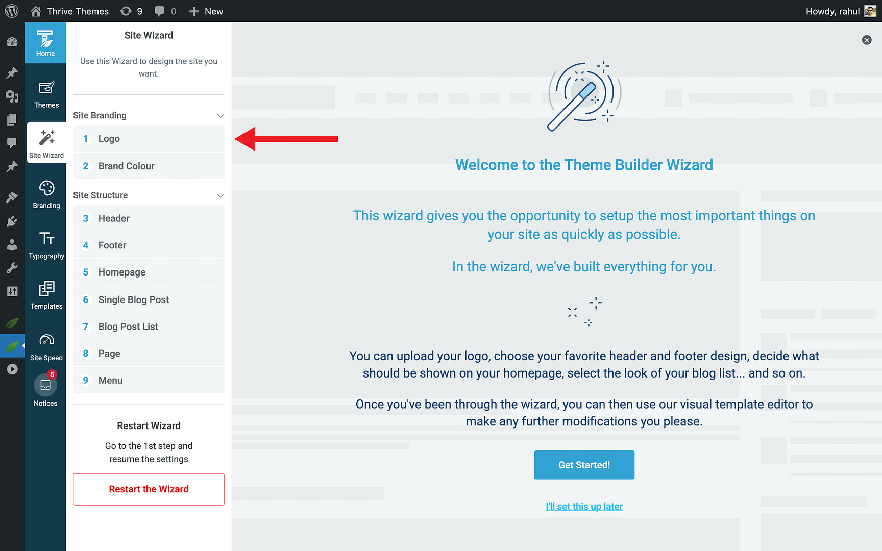 What Happens After Activation - Logo in Thrive Theme Builder