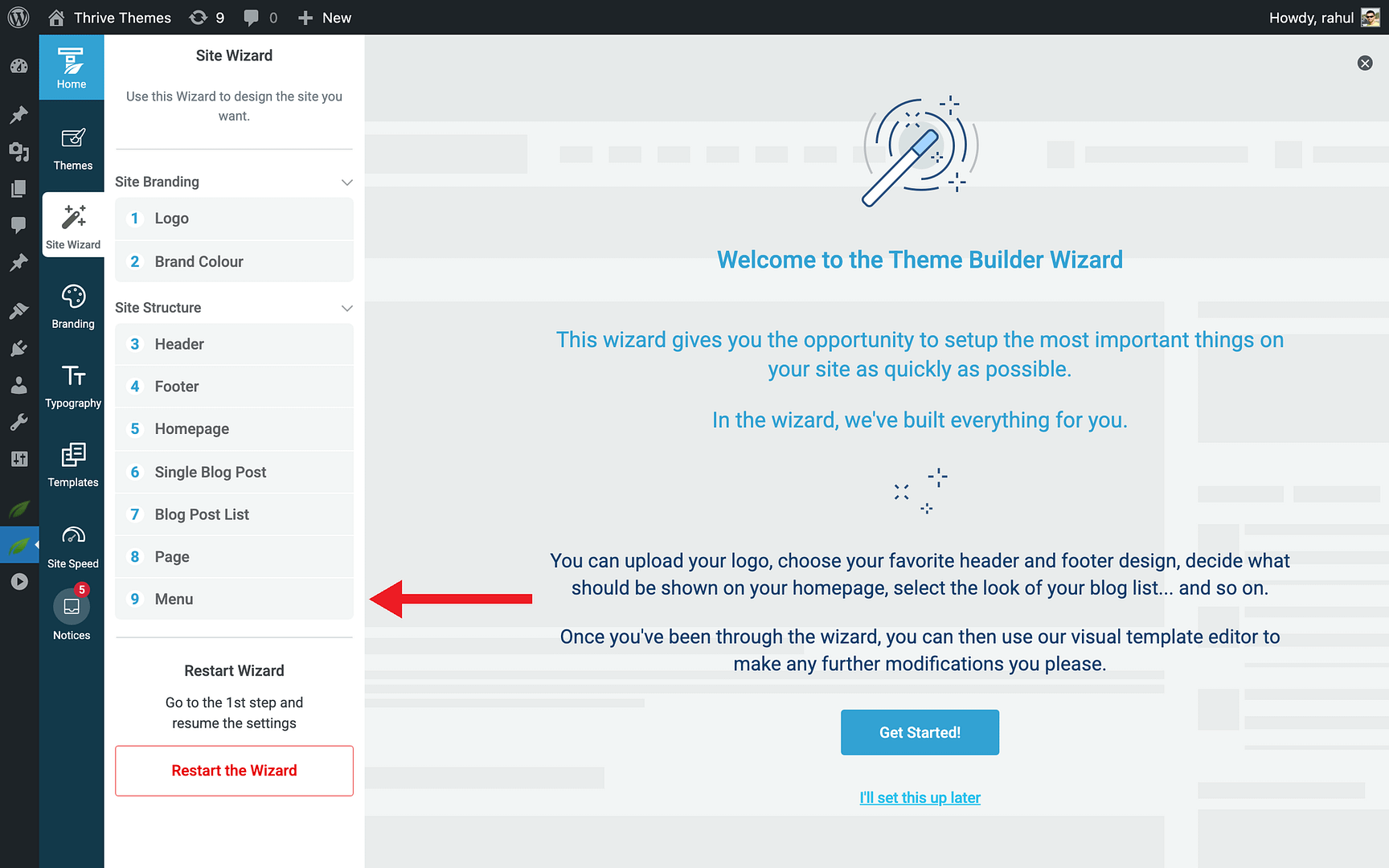 What Happens After Activation - Menu in Thrive Theme Builder
