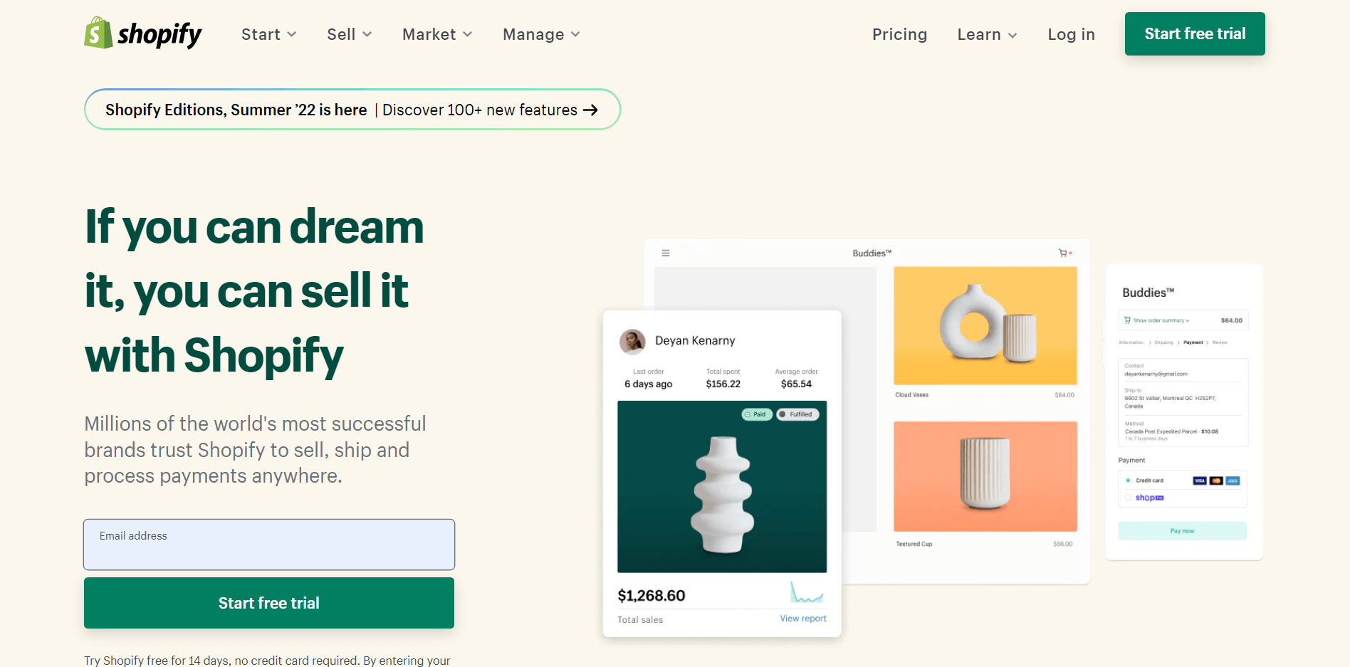 Shopify homepage