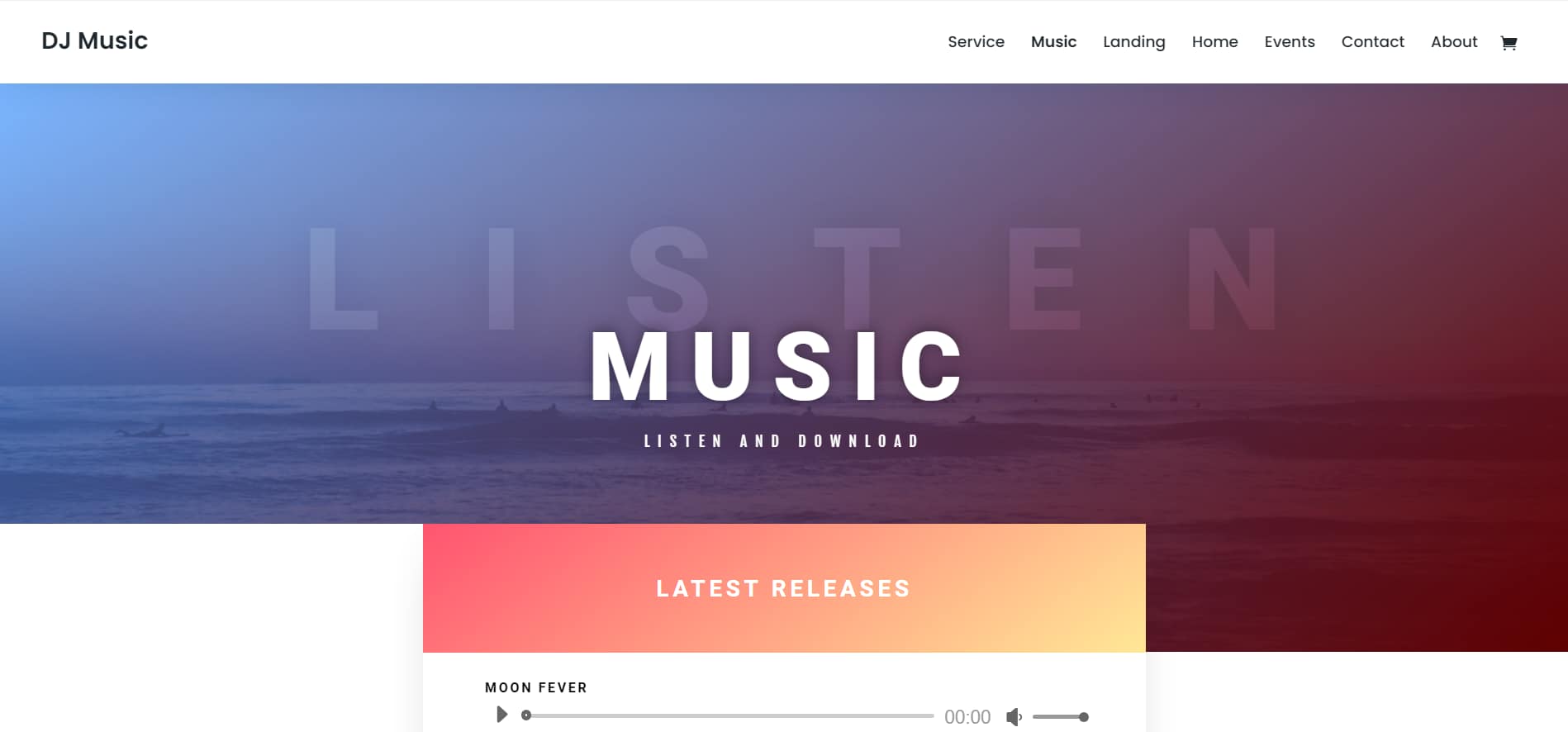 Divi DJ layout WordPress theme for electronic music producers with dark minimalist design