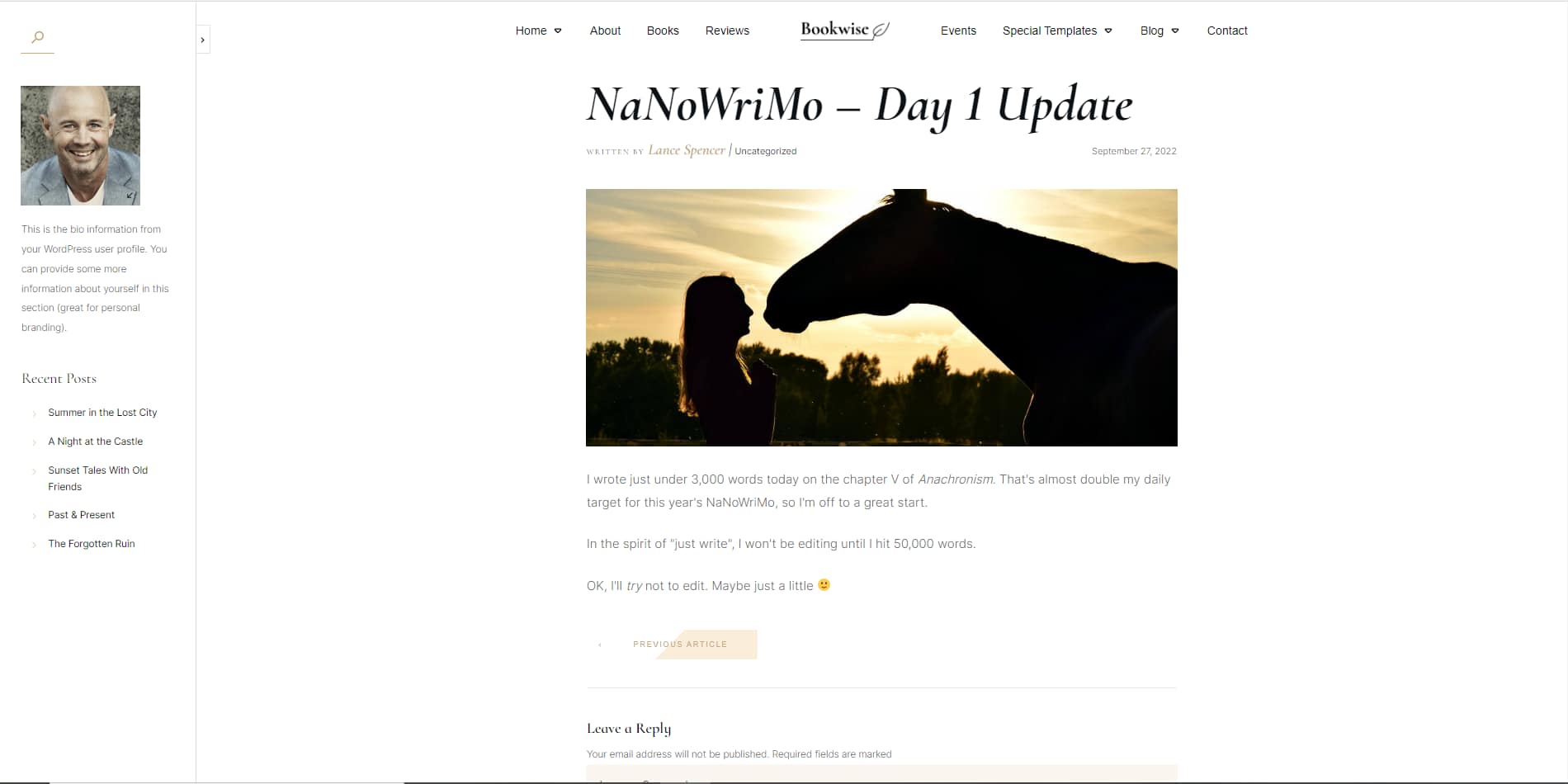 Snapshot of Micro Blog post template in Bookwise theme