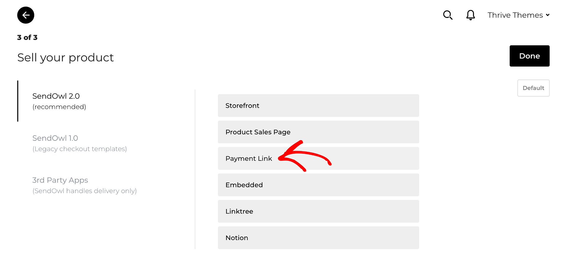 SendOwl payment link for product