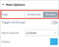 Toggle between Horizontal & Vertical menus