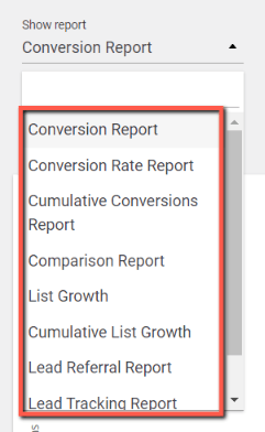 Thrive Leads Listed Reporting Options