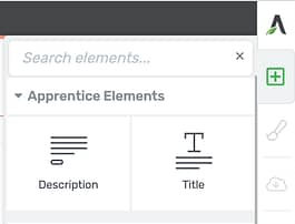 Description element and Title element icons inside the element tray