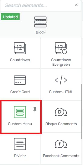 Custom Menu Element in Thrive Architect
