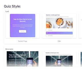 Quiz templates