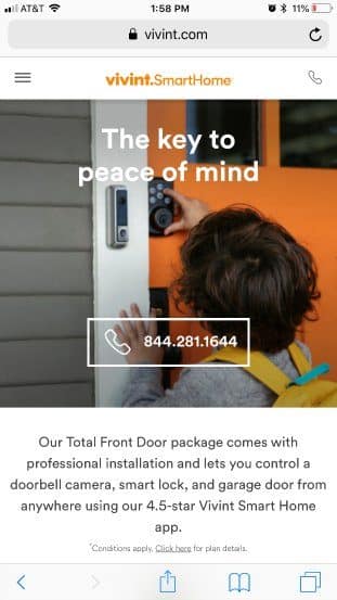 Vivint homepage good example