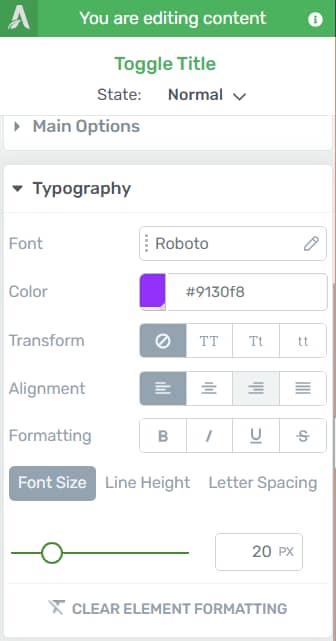 Toggle Typography ops