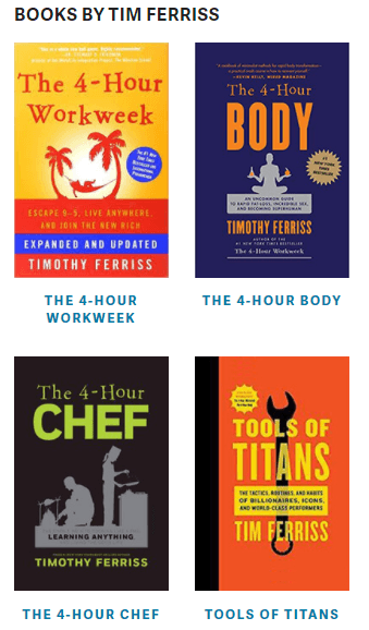 Sidebar Post Image 14 The Tim Ferriss blog showcases Tim's most popular books inside the site's sidebar