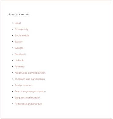 A table of contents on a skyscraper post