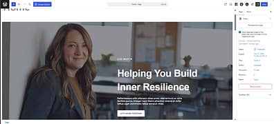 sowebsitenotbuilt The imported Astra coaching template open in the WordPress block editor, still showing its demo content