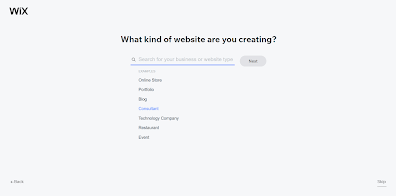 List with different types of websites to choose from