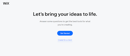 Wix Setup Wizard screen with two options — “Get Started” or “Create for a Client”