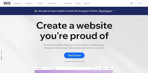 Wix.com homepage
