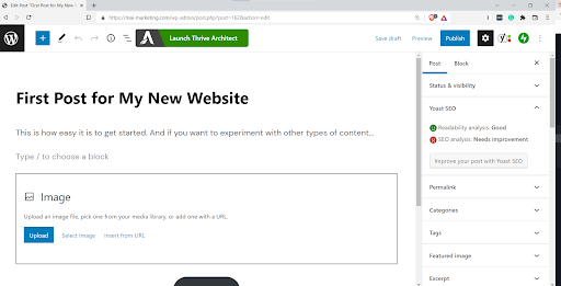 Snapshot of the Gutenberg Editor in WordPress