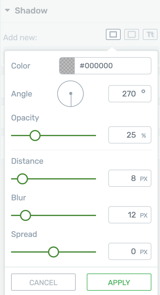 Shadow effect controls