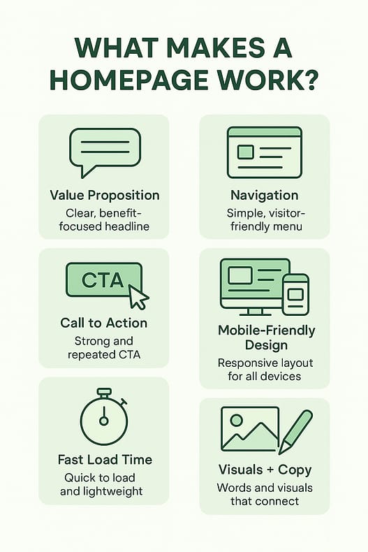 Key elements of a homepage