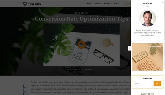 Example of an 'Off screen' sidebar with an 'Over content' sidebar design using an overlay