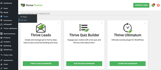 add new sales page