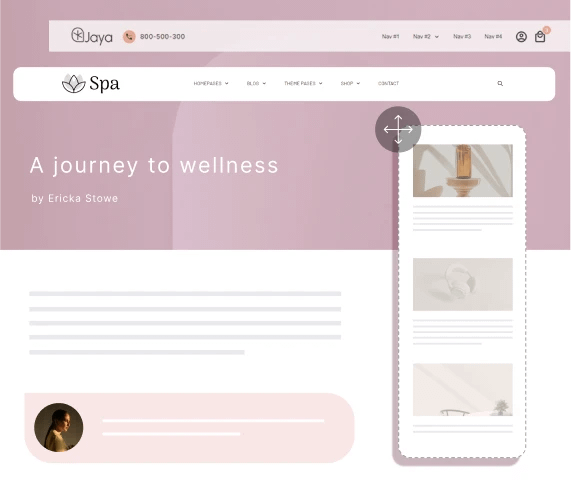 Pre-designed Sections Editable blocks