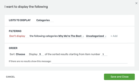 Dynamic List Filtering Rules
