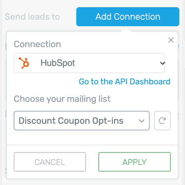 HubSpot mailing list selection field