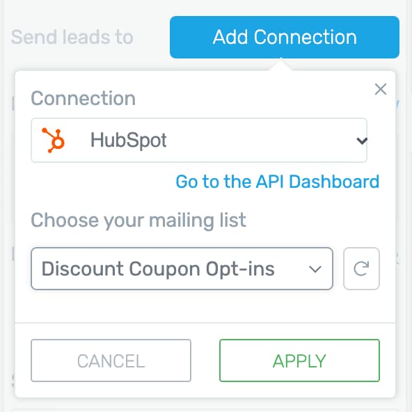 HubSpot mailing list selection field