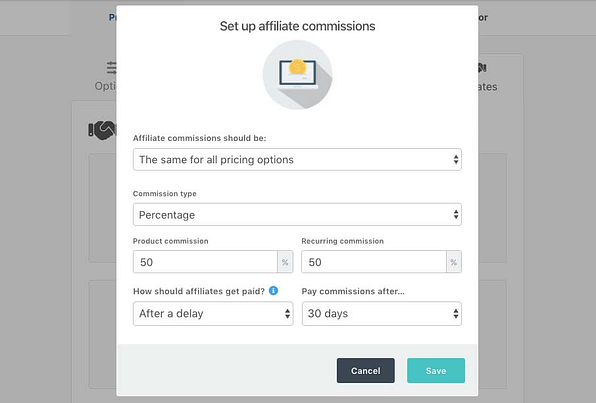 set up thrive cart commissions