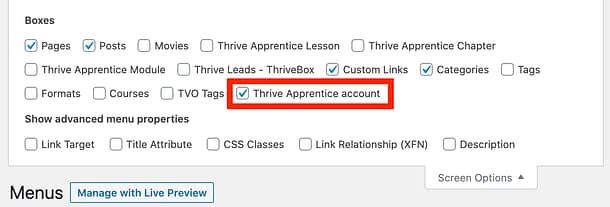 Add Screen Option