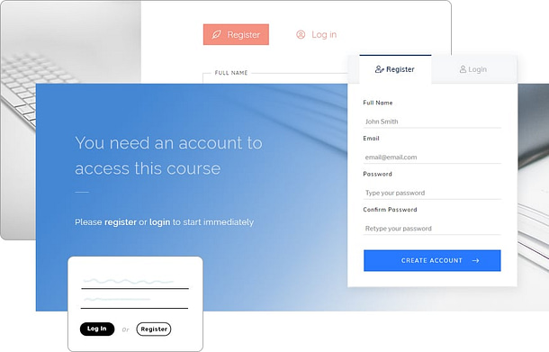 Login and registration flows