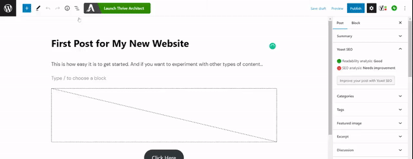 Gif of the Gutenberg Editor in WordPress