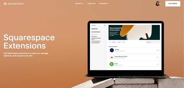 Snapshot of available apps in Squarespace Extensions