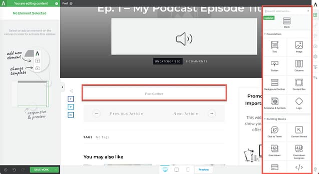Add elements to post content