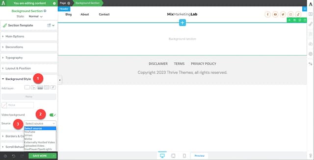 background style tab