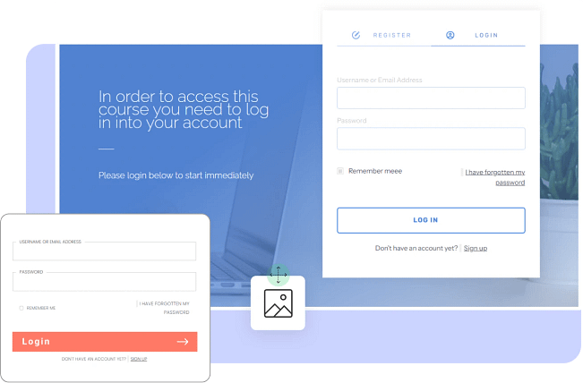 Registration and Login Customizable registration templates