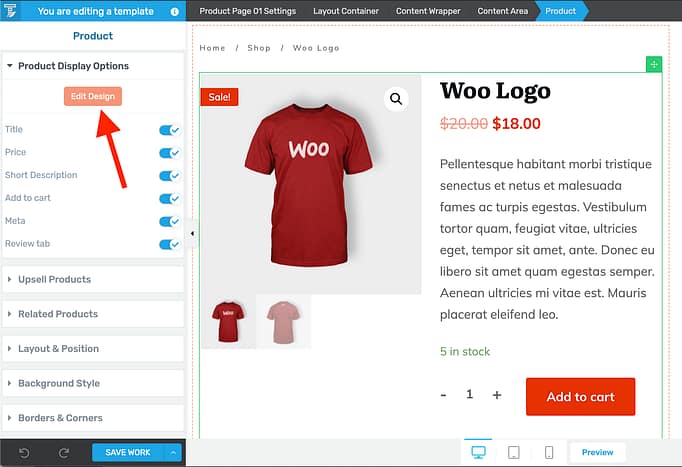 WooCommerce Edit Design