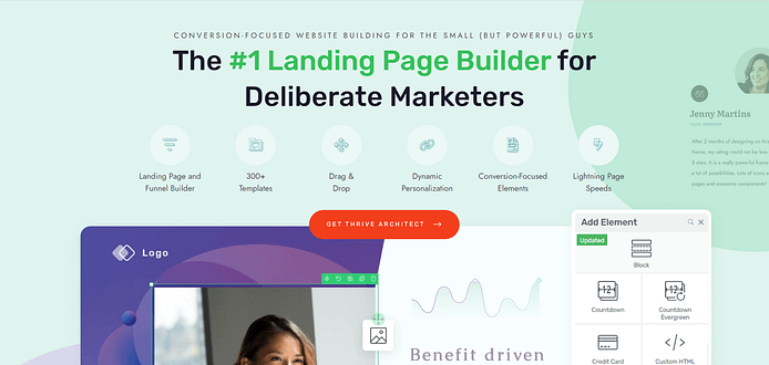Thrive Architect: the best book landing page builder
