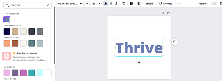 Applying a color swatch in Canva