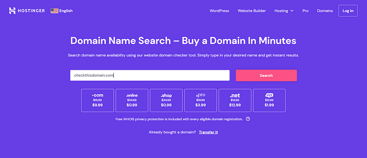 Hostinger Free Domain Name Checker