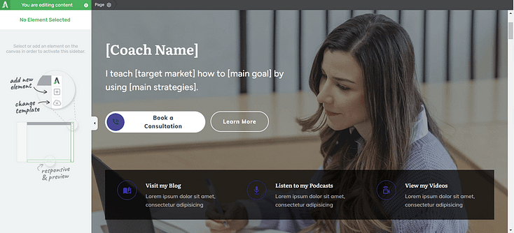 Hero Section from a Thrive Theme Builder homepage template