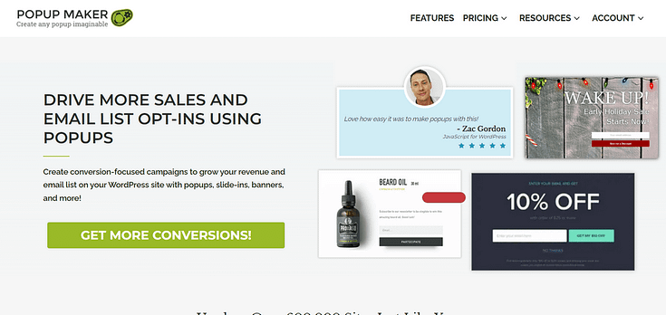 Popup Maker homepage screenshot
