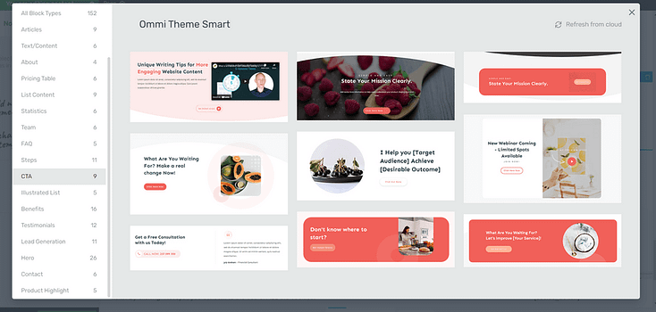 CTA sections in Thrive Architect, our landing page builder