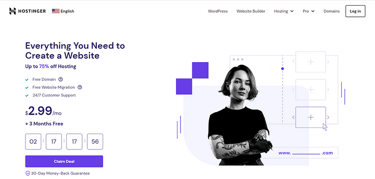 Hostinger landing page
