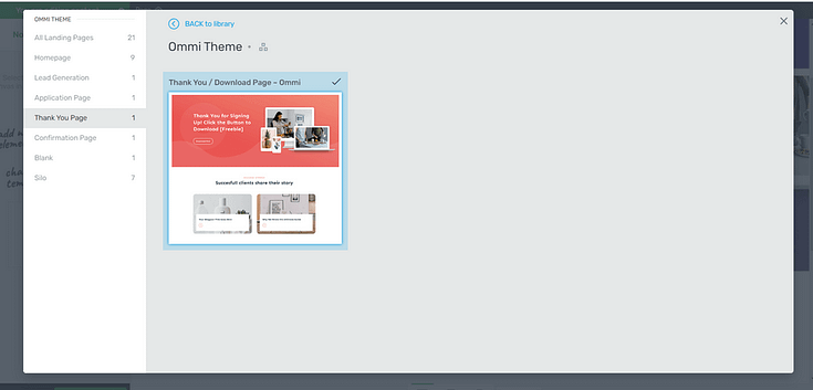 Screenshot of Thank You page template from Ommi theme