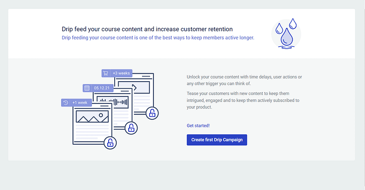 Screenshot of Drip Settings in Thrive Apprentice