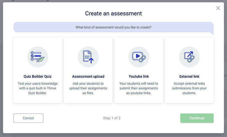 Thrive Apprentice assessment types