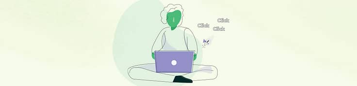 Graphic of person using their laptop